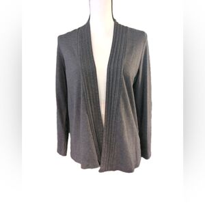 L.L.Bean Supima Cotton Open Front Gray Cardigan Size S-Petite NWOT